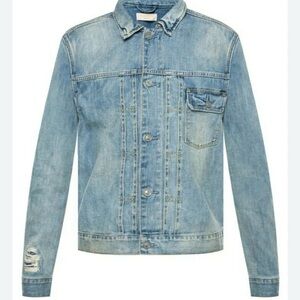 Men's All Saints Isidro Mid Indigo Blue Denim Jacket Size X-Large